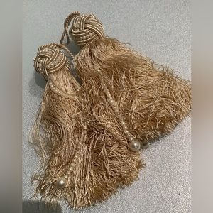 EUC 2x giant soft gold tassels and pearls